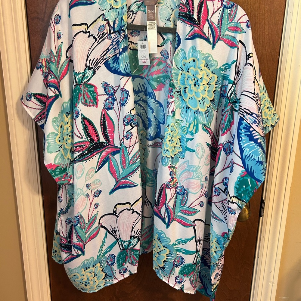 Chico's Botanical Blooms Patterned Kimono Ruana
